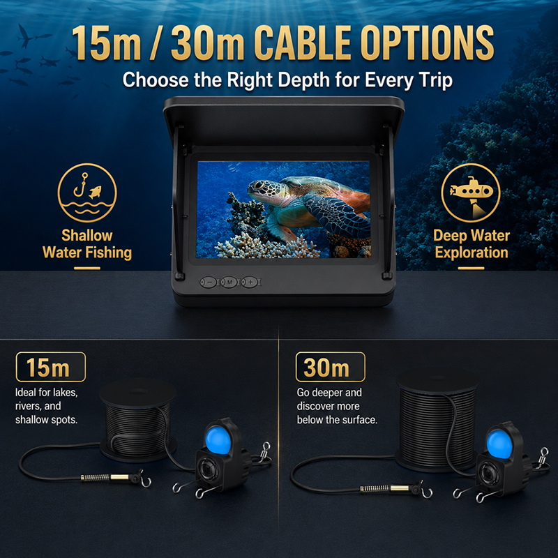 魚群探知機 水中カメラ 1080P HDモニター ナイトビジ - Fishing Boat Depth Finder のレビューと価格
